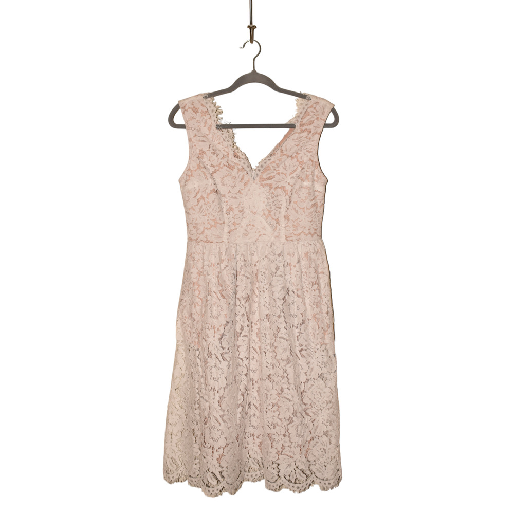 Lulu's White Sleeveless V-Neck A-Line Midi Dress
